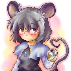 Rule 34 | 1girl, animal ears, female focus, glasses, hair ornament, hairclip, heart, heart tail, hidden mickey, kotatsu2360, mouse ears, mouse tail, nazrin, solo, tail, touhou, upper body