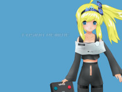 Rule 34 | antec, antec fusion remote, artist request, blonde hair, blue eyes, highres, long hair, personification, solo, wallpaper