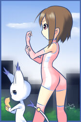 Rule 34 | animal ears, ass, cat, cat ears, digimon, digimon (creature), drantyno, gloves, highres, holy ring, looking at viewer, tail, tailmon, yagami hikari