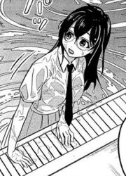 Rule 34 | 1girl, asphyxiation, breasts, cover, cover page, long hair, manga cover, monochrome, non-web source, partially submerged, skirt, tie, underwear, water, wet, wet clothes, yuki nee-chan no kan-nou gokko