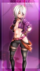 Rule 34 | 10s, 1girl, breasts, female focus, gina dickinson, god eater, highres, kaxlene, navel, shorts, solo, standing, tagme