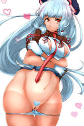Rule 34 | 10s, 1girl, bar censor, blunt bangs, blush, breast hold, breasts, brown eyes, censored, colored pubic hair, dearmybrothers, female pubic hair, gloves, hair ribbon, headgear, heart, heart-shaped pubic hair, highres, kantai collection, long hair, md5 mismatch, medium breasts, murakumo (kancolle), navel, nipples, no pants, panties, panty pull, pubic hair, puffy nipples, ribbon, shaped pubic hair, silver hair, silver pubic hair, smile, solo, underwear, very long hair, white background, white panties