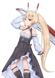 Rule 34 | 1girl, absurdres, armpits, ayanami (azur lane), ayanami (nightfall raiment) (azur lane), azur lane, belt, black footwear, boots, breasts, cleavage, commentary request, detached sleeves, greatsword, hair between eyes, hair ornament, hairclip, headgear, highres, holding, holding sword, holding weapon, knee boots, light brown hair, long hair, long sleeves, looking at viewer, looking to the side, mamiya yuki, official alternate costume, orange eyes, ponytail, retrofit (azur lane), side slit, sidelocks, simple background, solo, sword, weapon, weapon on back, white background, wide sleeves