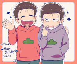Rule 34 | 10s, 2016, 2boys, ^ ^, black hair, brothers, closed eyes, dated, hand on another&#039;s shoulder, happy birthday, heart, heart in mouth, hood, hoodie, male focus, mask, mask pull, matsuki (mikipingpong), matsuno ichimatsu, matsuno osomatsu, mouth mask, multiple boys, open mouth, osomatsu-kun, osomatsu-san, osomatsu (series), siblings, smile, star (symbol), surgical mask