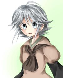 Rule 34 | androgynous, bad id, bad pixiv id, bow, brown coat, coat, gender request, grey eyes, houlen yabusame, jandare, len&#039;en, open mouth, short hair, short hair with long locks, silver hair, solo