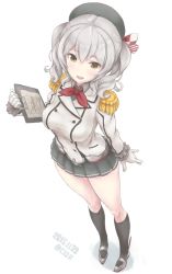 Rule 34 | 10s, 1girl, breasts, coz (commit), epaulettes, female focus, gloves, hat, kantai collection, kashima (kancolle), large breasts, long hair, military, military uniform, miniskirt, silver hair, skirt, solo, twintails, uniform, wavy hair