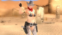 Rule 34 | 1girl, 3d, breasts, christie (doa), cowboy hat, dead or alive, dead or alive 5, desert, hat, large breasts, official art, solo, tecmo, white hair
