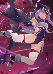 Rule 34 | 1girl, absurdres, black gloves, boots, braid, breasts, covered navel, fate/grand order, fate (series), gloves, highres, holding, holding weapon, hood, hood up, huge filesize, leotard, long hair, medusa (fate), medusa (lancer) (fate), medusa (rider) (fate), nayuta (una), purple eyes, purple hair, rider, single braid, small breasts, thighhighs, very long hair, weapon