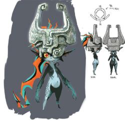 Rule 34 | 1girl, ass, colored sclera, concept art, midna, navel, nintendo, official art, red eyes, the legend of zelda, the legend of zelda: twilight princess, yellow sclera