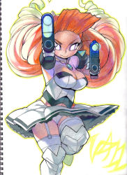 Rule 34 | aq interactive, arcana heart, atlus, boots, breasts, drill hair, examu, garter belt, gun, jewelry, large breasts, long hair, necklace, panties, pendant, petra johanna lagerkvist, skirt, solo, thighhighs, traditional media, underwear, weapon, woofycakes