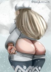 Rule 34 | 1girl, absurdres, ass, blonde hair, breasts, creatures (company), game freak, highres, huge ass, large breasts, long hair, melony (pokemon), nail polish, nintendo, pokemon, pokemon swsh, slimybuttcheeks, solo, thick thighs, thighs