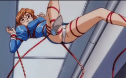 Rule 34 | 1990s (style), 1girl, agent aika, aida rion, aika (series), animated, animated gif, blue delmo, breasts, brown hair, cosplay, delmo, glasses, high heels, latex, legs, long legs, miniskirt, panties, pantyshot, pumps, red hair, retro artstyle, shirt, shoes, skin tight, skirt, solo, taut clothes, taut shirt, tentacles, thighs, ultranite, underwear, uniform, upskirt