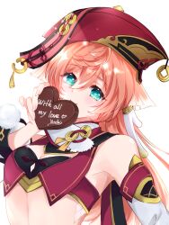 Rule 34 | 1girl, absurdres, aqua eyes, bare shoulders, breasts, candy, chocolate, chocolate heart, cleavage, commentary request, crop top, detached sleeves, food, genshin impact, heart, highres, holding, holding chocolate, holding food, long hair, long sleeves, looking at viewer, lovesaran99, midriff, pink hair, pom pom (clothes), red headwear, simple background, smile, solo, stomach, upper body, very long hair, white background, yanfei (genshin impact)