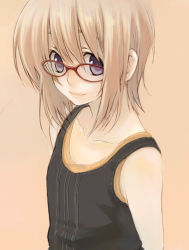 Rule 34 | 1girl, female focus, glasses, original, purple eyes, simple background, solo, tagme, upper body, yuuryuu nagare