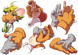 Rule 34 | 1girl, animal ears, gloves, green hair, holding hands, iro gomasio, mad rat, mad rat dead, mouse ears, nippon ichi, mouse girl, rat god, red eyes, wrist cuffs