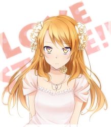 Rule 34 | 10s, 1boy, artist request, blush, breast padding, choker, copyright name, crossdressing, dress, embarrassed, eyeshadow, flower, hair flower, hair ornament, jewelry, love stage!!, makeup, male focus, multicolored eyes, necklace, orange hair, pearl necklace, purple eyes, sena izumi (love stage!!), solo, trap, yellow eyes