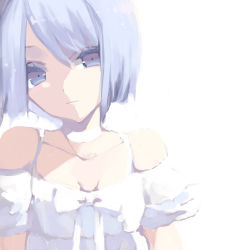 Rule 34 | 1girl, absurdres, bad id, bad pixiv id, bare shoulders, blue bow, blue dress, blue eyes, blue hair, bow, closed mouth, commentary request, dress, hair between eyes, highres, looking at viewer, mahou shoujo madoka magica, mahou shoujo madoka magica (anime), miki sayaka, misteor, puffy sleeves, short hair, short sleeves, sketch, solo, white background