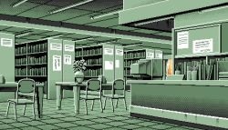 Rule 34 | 1990s (style), 5 jikanme no venus, bookcase, ceiling, ceiling light, chair, counter, crt, fairy dust, flower, fluorescent lamp, game cg, indoors, lowres, monitor, no humans, pc98, pixel art, retro artstyle, table, tagme, tile floor, tiles, vase