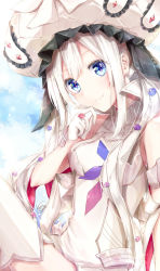 Rule 34 | blue eyes, blush, dress, fate/grand order, hat, long hair, rider (marie antoinette), twintails, white hair