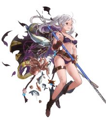 Rule 34 | 1girl, bare shoulders, belt, bikini, boots, braid, breasts, brown eyes, coat, crown braid, female focus, fire emblem, fire emblem awakening, fire emblem heroes, fish, full body, gloves, highres, holding, holding weapon, injury, long hair, navel, nintendo, o-ring, o-ring bikini, octopus, official alternate costume, official art, one eye closed, polearm, robin (female) (fire emblem), robin (fire emblem), ryona, solo, swimsuit, thigh strap, torn bikini, torn clothes, transparent background, trident, twintails, underboob, weapon, white hair
