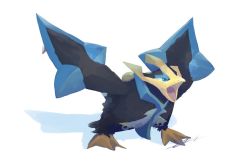 Rule 34 | blue eyes, claws, commentary, creatures (company), empoleon, english commentary, full body, game freak, gen 4 pokemon, legs apart, likey, nintendo, no humans, open mouth, pokemon, pokemon (creature), signature, solo, standing, tongue, white background