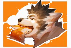 Rule 34 | 2boys, bara, couple, cropped torso, dog boy, doooo (doooo24), ear down, fox boy, from side, furry, furry male, furry with furry, head in mouth, highres, male focus, mature male, multiple boys, mutton chops, open mouth, original, profile, short hair, size difference, smile, thick eyebrows, yaoi