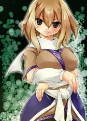Rule 34 | 1girl, arm warmers, bad hands, blonde hair, crossed arms, female focus, looking at viewer, mizuhashi parsee, pointy ears, short hair, solo, sorato jun, touhou