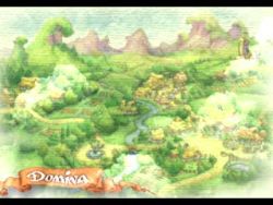 Rule 34 | day, field, game, game console, house, landscape, legend of mana, letterboxed, lowres, mountain, no humans, outdoors, plant, playstation 1, qvga, river, seiken densetsu, tree, water