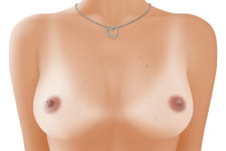 Rule 34 | 1girl, acerbi, bad id, bad pixiv id, bikini tan, breast focus, breasts, close-up, glands of montgomery, head out of frame, jewelry, mole, mole on breast, necklace, nipples, realistic, simple background, small breasts, solo, tan, tanline, topless, white background