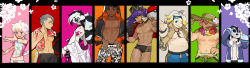 Rule 34 | 6+boys, abs, allister (pokemon), aqua eyes, bede (pokemon), black-framed eyewear, black choker, black hair, black male swimwear, black swim briefs, black swim trunks, blue male swimwear, blue swim trunks, choker, closed mouth, commentary request, creatures (company), curly hair, dark-skinned male, dark skin, drawstring, fingernails, game freak, gordie (pokemon), green male swimwear, green swim trunks, hat, highres, holding, hood, hood up, hoodie, jewelry, kabu (pokemon), leaf print, leon (pokemon), long sleeves, looking at viewer, looking back, male focus, male swimwear, mask, milo (pokemon), mole, mole under mouth, multicolored hair, multiple boys, natsuko (summer 525528), necklace, nintendo, open clothes, open hoodie, open mouth, outstretched hand, pectorals, piers (pokemon), pink hair, pokemon, pokemon swsh, print male swimwear, print swim trunks, print swimsuit, purple eyes, raihan (pokemon), shirt, short sleeves, smile, sun hat, sunglasses, swim briefs, swim trunks, swimsuit, teeth, towel, towel around neck, two-tone hair, white hair, white male swimwear, white swim trunks