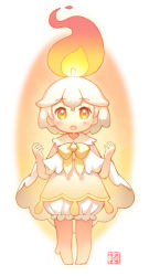 Rule 34 | 1girl, blush, candle, fire, kito (sorahate), open mouth, original, personification, short hair, solo, white hair, yellow eyes