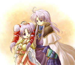 Rule 34 | 1boy, 1girl, armor, arthur (fire emblem: genealogy of the holy war), book, brother and sister, cape, dress, fire emblem, fire emblem: genealogy of the holy war, gloves, hand on another&#039;s head, jewelry, long hair, multi-tied hair, nintendo, open mouth, purple eyes, red-50869, siblings, smile, tine (fire emblem), twintails, white hair