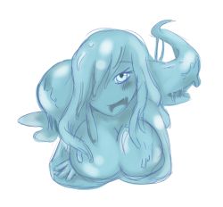 Rule 34 | artist request, blush, breasts, cleavage, huge breasts, lamia, monster girl, slime girl