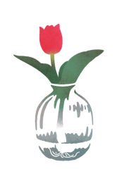 Rule 34 | blending, flower, hirasawa minami, leaf, no humans, no lineart, original, partially immersed, photo-referenced, plant, plant roots, red flower, red rose, red tulip, refraction, rose, simple background, still life, transparent, tulip, vase, water, white background