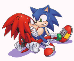 Rule 34 | 2boys, anal, angry, arms behind back, bdsm, bondage, bound, full body, furry, furry male, karlo (artist), knuckles the echidna, male focus, male penetrated, multiple boys, sex, sonic (series), sonic the hedgehog, white background, yaoi
