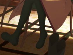 Rule 34 | 10s, 1girl, animated, animated gif, black footwear, black thighhighs, boots, unworn boots, chair, chronoire schwarz vi, feet, lowres, shoes, unworn shoes, table, thighhighs, under table, witch craft works