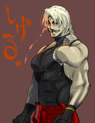Rule 34 | 1boy, bara, blonde hair, gloves, male focus, muscular, rugal bernstein, smile, snk, solo, the king of fighters