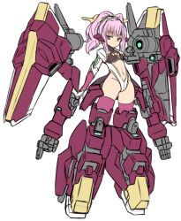 Rule 34 | 1girl, anya alstreim, closed mouth, code geass, full body, gloves, groin, karukan (monjya), leotard, looking at viewer, mecha musume, navel, pink hair, ponytail, red eyes, simple background, sketch, solo, white background, white gloves, white leotard