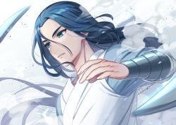 Rule 34 | 1boy, ar (rikuesuto), blue eyes, blue hair, chinese clothes, long hair, long sleeves, male focus, solo, luo xiaohei zhanji, very long hair, wuxian (the legend of luoxiaohei)