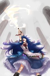 Rule 34 | 1girl, blue hair, female focus, hinanawi tenshi, long hair, red eyes, solo, sword, sword of hisou, touhou, vica, weapon