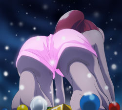 Rule 34 | 10s, 1girl, aino megumi, all fours, ass, barefoot, feet, female pubic hair, from behind, happinesscharge precure!, haruyama kazunori, no panties, partially visible vulva, ponytail, precure, pubic hair, pubic hair peek, red hair, short hair, shorts, snow, soles, solo, upshorts