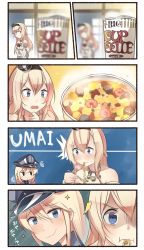 Rule 34 | 10s, 2girls, anchor choker, bismarck (kancolle), blonde hair, blue eyes, blurry, blush, blush stickers, bow, breasts, cleavage, comic, commentary request, crown, depth of field, dress, eating, fork, hairband, hand on own chin, hanten (clothes), hat, highres, ido (teketeke), instant ramen, japanese clothes, jewelry, just as planned (meme), kantai collection, long hair, long sleeves, meme, mini crown, multiple girls, necklace, newtype flash, nissin, nissin cup noodle, off shoulder, open mouth, peaked cap, romaji text, shaded face, smirk, sparkle, steam, strapless, strapless dress, surprised, sweatdrop, translation request, troll face, v arms, warspite (kancolle), wide-eyed