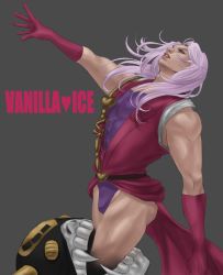Rule 34 | bad id, bad pixiv id, character name, cream (stand), elbow gloves, ginjoo (ginjo 1116), gloves, jojo no kimyou na bouken, leotard, light purple hair, male focus, muscular, purple gloves, reaching, solo, stand (jojo), thighs, vanilla ice