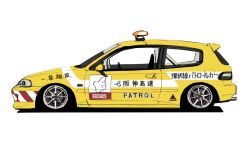Rule 34 | car, from side, highres, hikageno, honda, honda civic, motor vehicle, no humans, original, shadow, simple background, vehicle focus, white background, yellow car