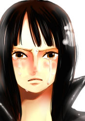 Rule 34 | 1girl, bad id, bad pixiv id, black hair, brown eyes, crying, crying with eyes open, enies lobby, long hair, miura, nico robin, one piece, snot, solo, tears