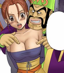 Rule 34 | 1boy, 1girl, animated, animated gif, bare shoulders, breast poke, breasts, cleavage, crimson comics, dragon quest, dragon quest viii, jessica albert, poking, twintails