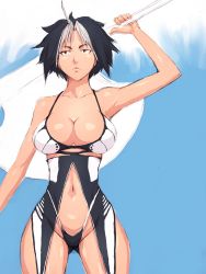 Rule 34 | 1girl, bikini, black eyes, black hair, breasts, cleavage, fumio (rsqkr), gluteal fold, hip focus, large breasts, short hair, sketch, solo, swimsuit, wide hips