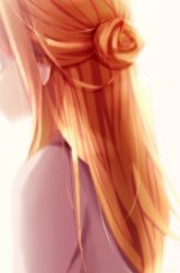 Rule 34 | 00s, 1girl, bad id, bad pixiv id, from behind, hair bun, half updo, highres, honey and clover, miruhi (pixiv12262111), red hair, simple background, single hair bun, solo, white background, yamada ayumi