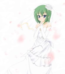 Rule 34 | 00s, 1girl, bride, dress, green hair, iwasaki minami, kuro inu, kuroinu (sonoba shinogi), lucky star, solo, wedding dress