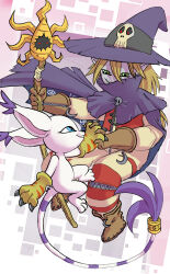 Rule 34 | animal ears, cat, cat ears, couple, digimon, digimon (creature), gloves, hat, holy ring, skull, tail, tailmon, wizard, wizard hat, wizarmon